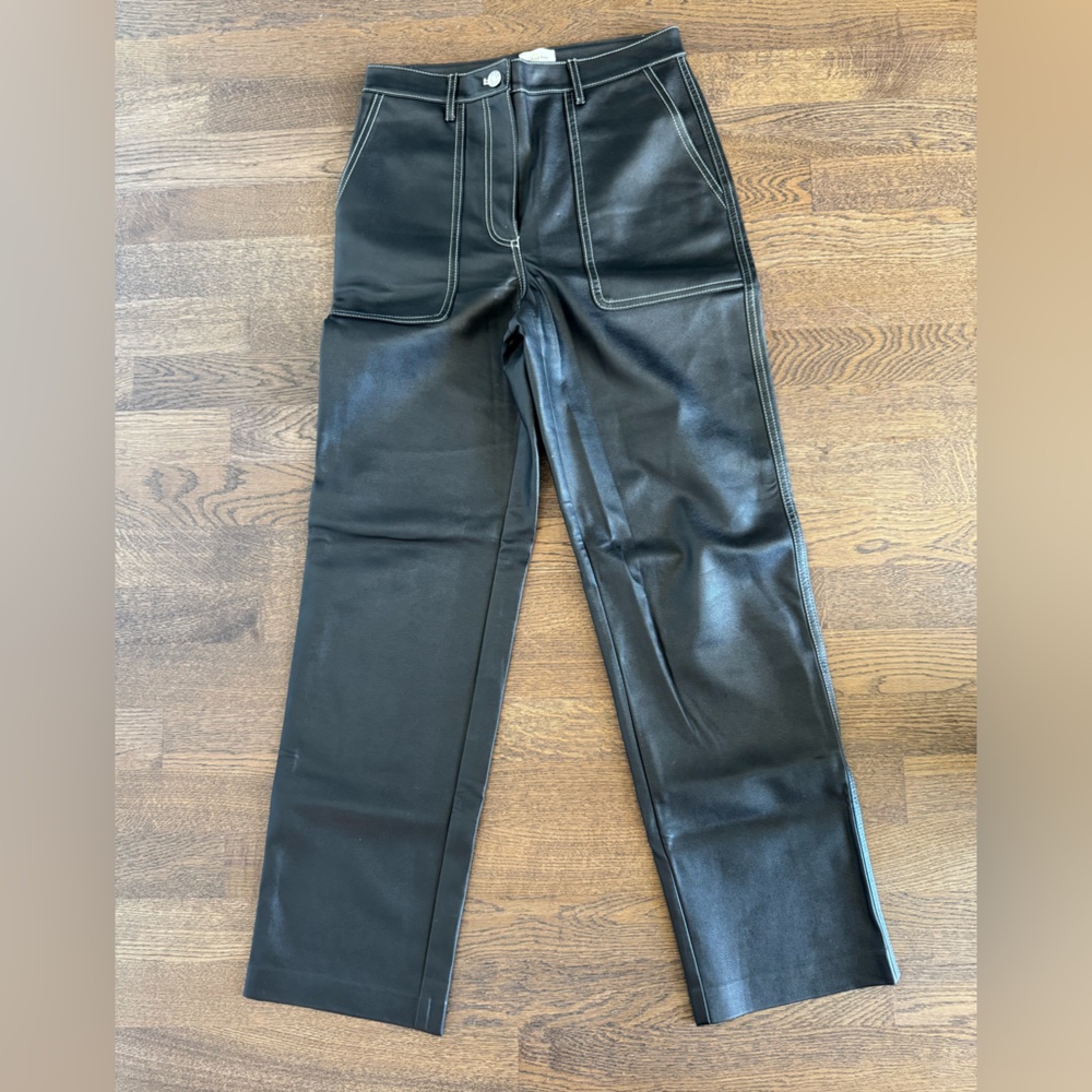 Wilfred Black Straight-Leg Faux Leather Pants